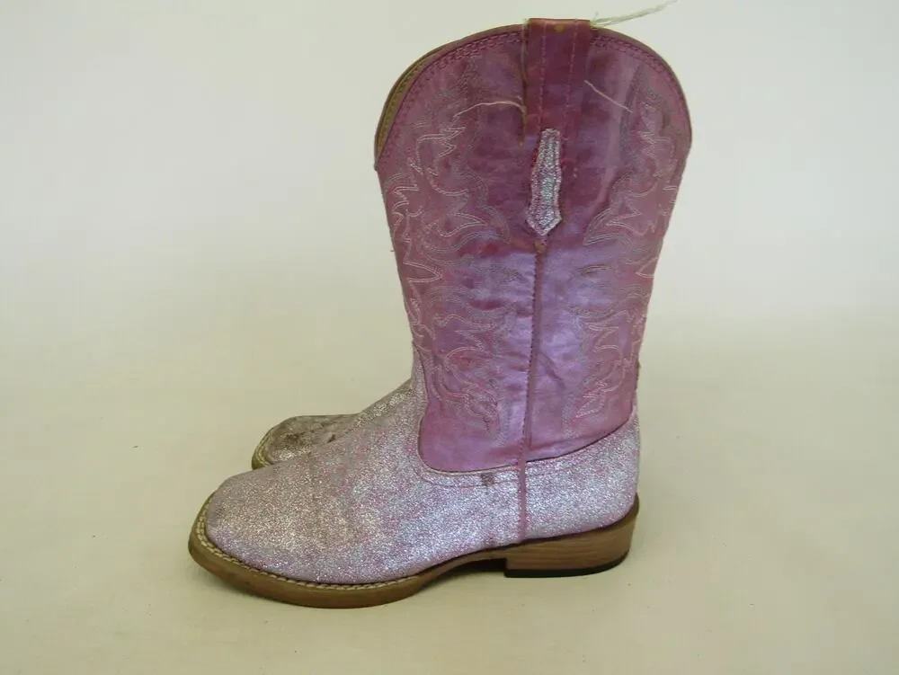 Roper Brand Youth Size 2 M Pink Glitter Western Cowboy Boots